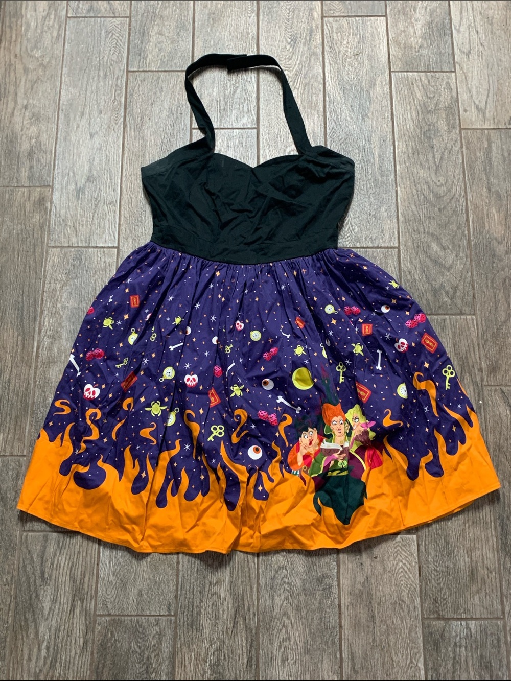 Halter Midi Dress with Hocus Pocus Print